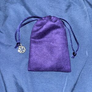 Tory Burch Purple Velvet Pouch with Silver Charm